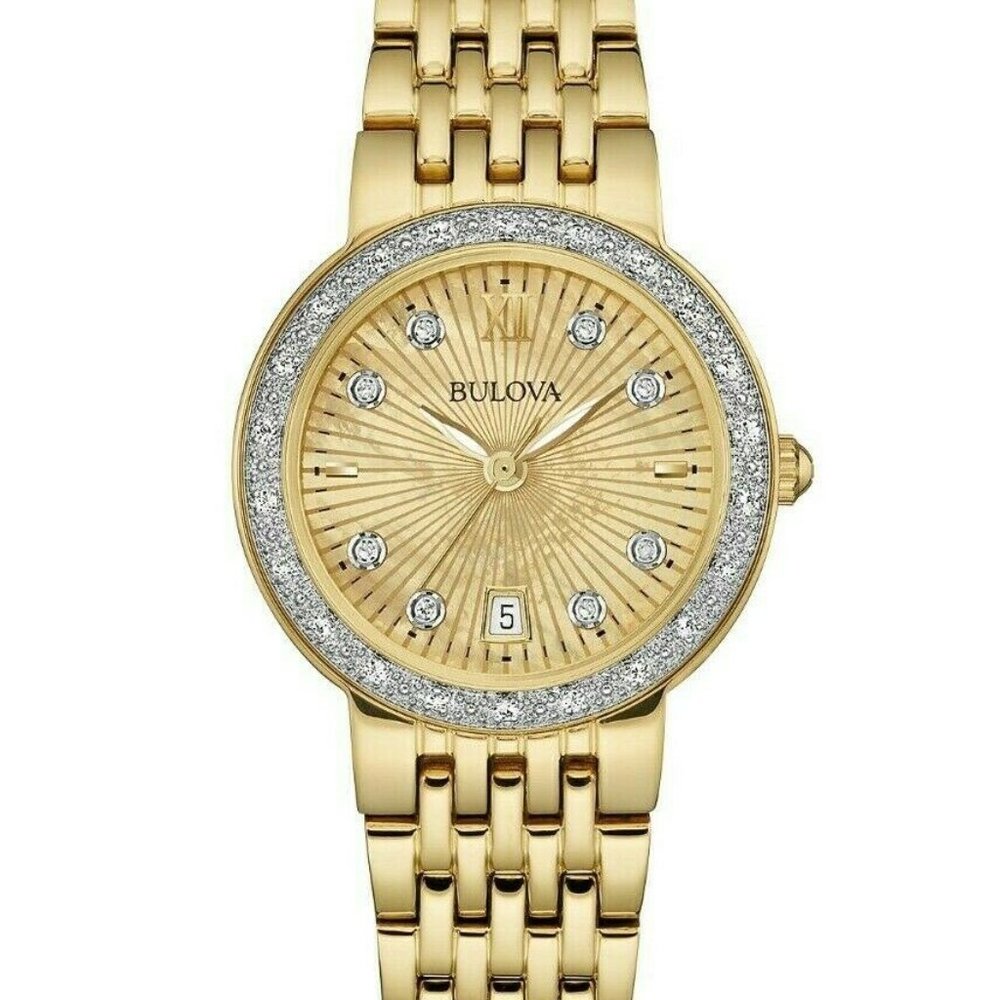 BULOVA DIAMOND GOLD 26MM WATCH! STUNNING!!